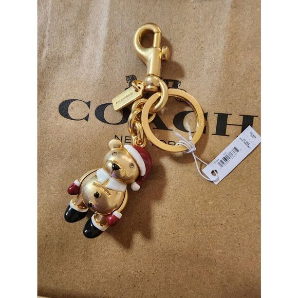 Coach Santa Bear purse charm - Picture 4 of 9